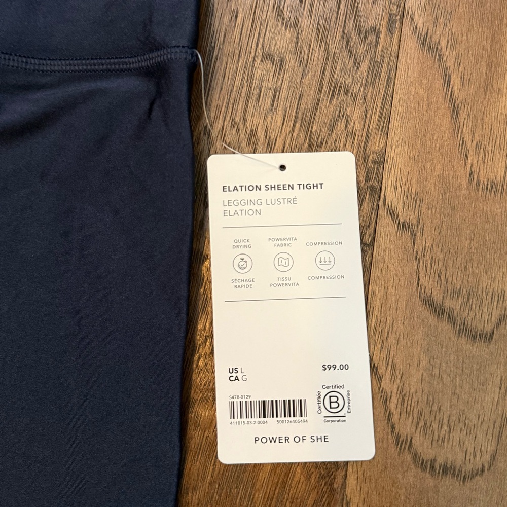 NWT Athleta Navy Elation Sheen Tight Leggings size large - Picture 2 of 7